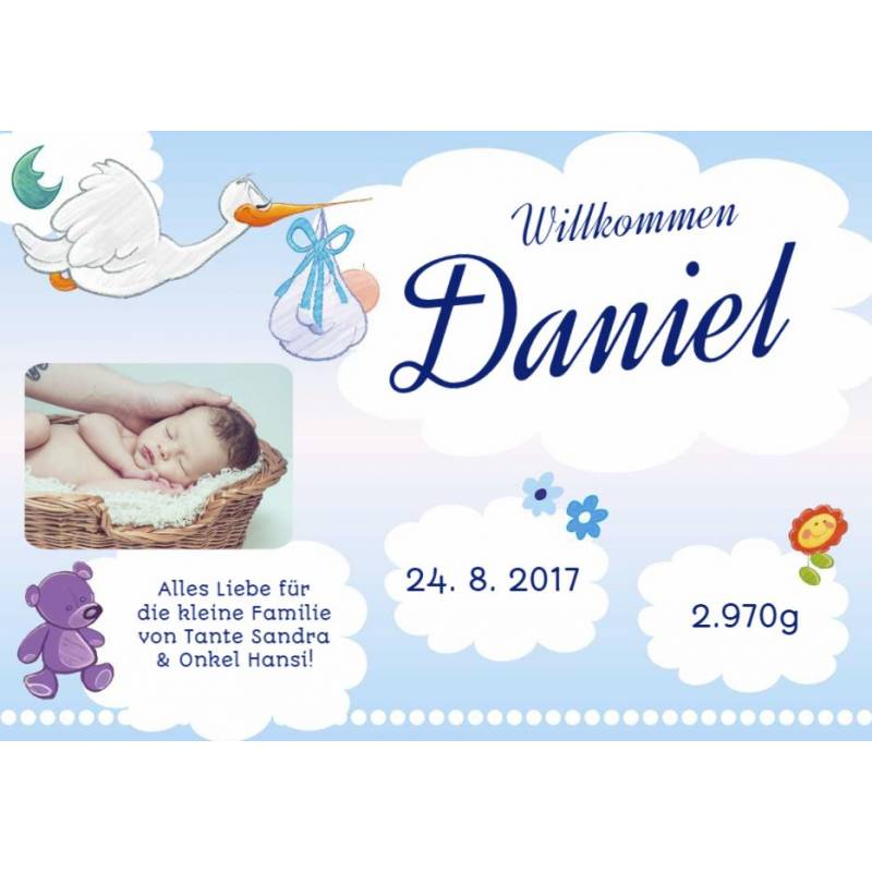 Banner zur Geburt online bestellen Transparente Partybanner Storch Baby