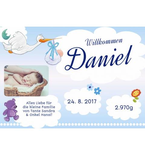 Banner zur Geburt online bestellen Transparente Partybanner Storch Baby