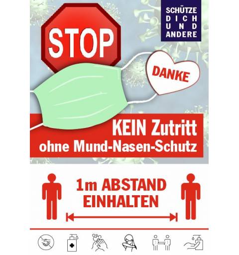 corona plakat kein zutritt mund nasen schutz