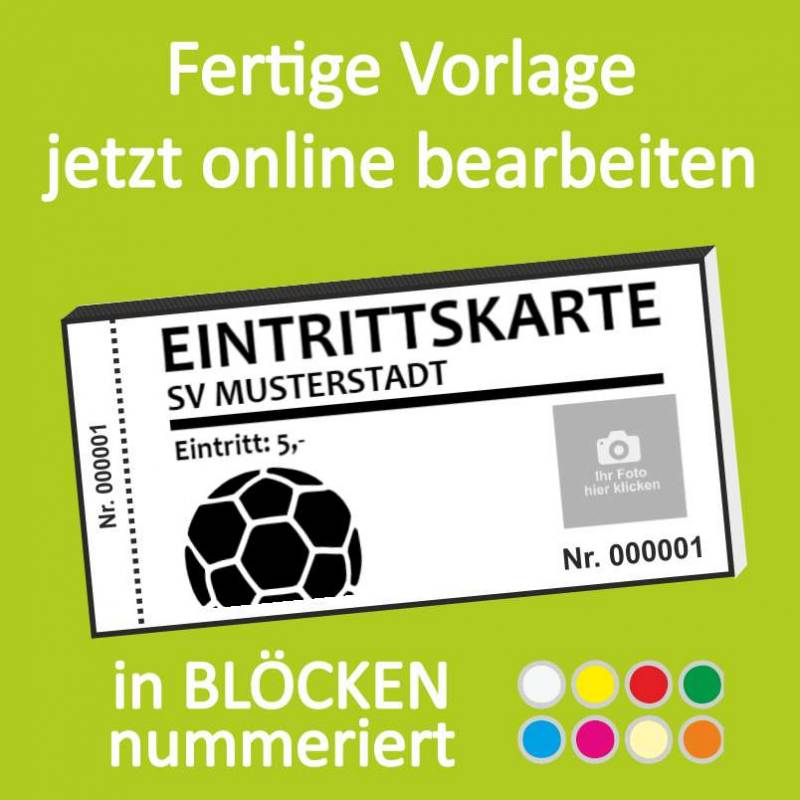 Eintrittskarte einfarbig in Blöcken
