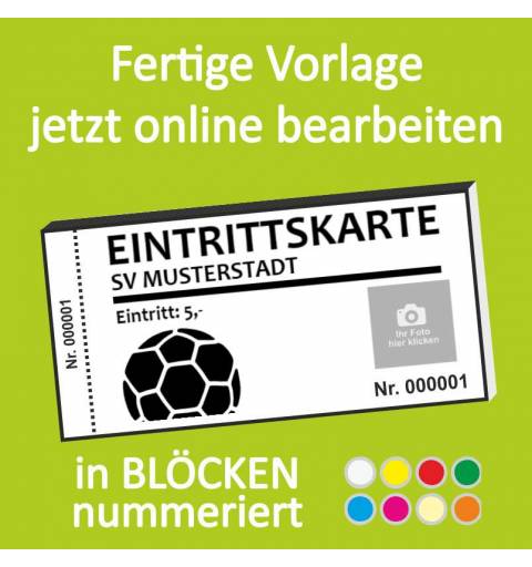 Eintrittskarte einfarbig in Blöcken