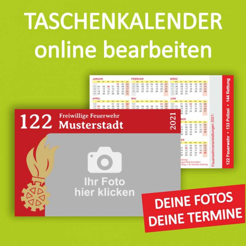 Taschenkalender Feuerwehrkalender Motivvorlage Kalender