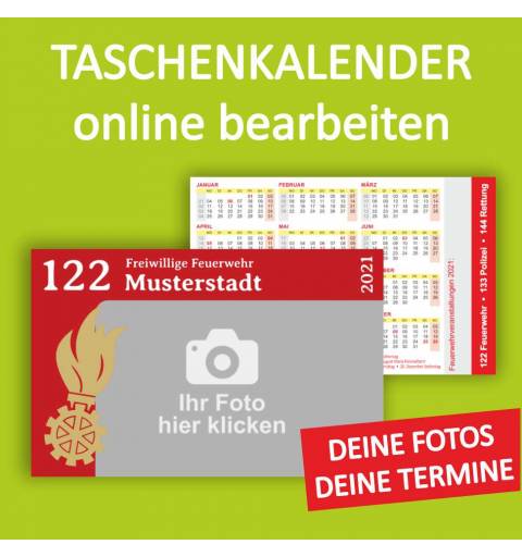 Taschenkalender Feuerwehrkalender Motivvorlage Kalender