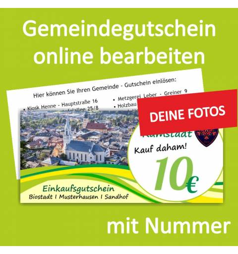 Firmengutschein, Einkaufsgutschein, Gemeindegutschschein
