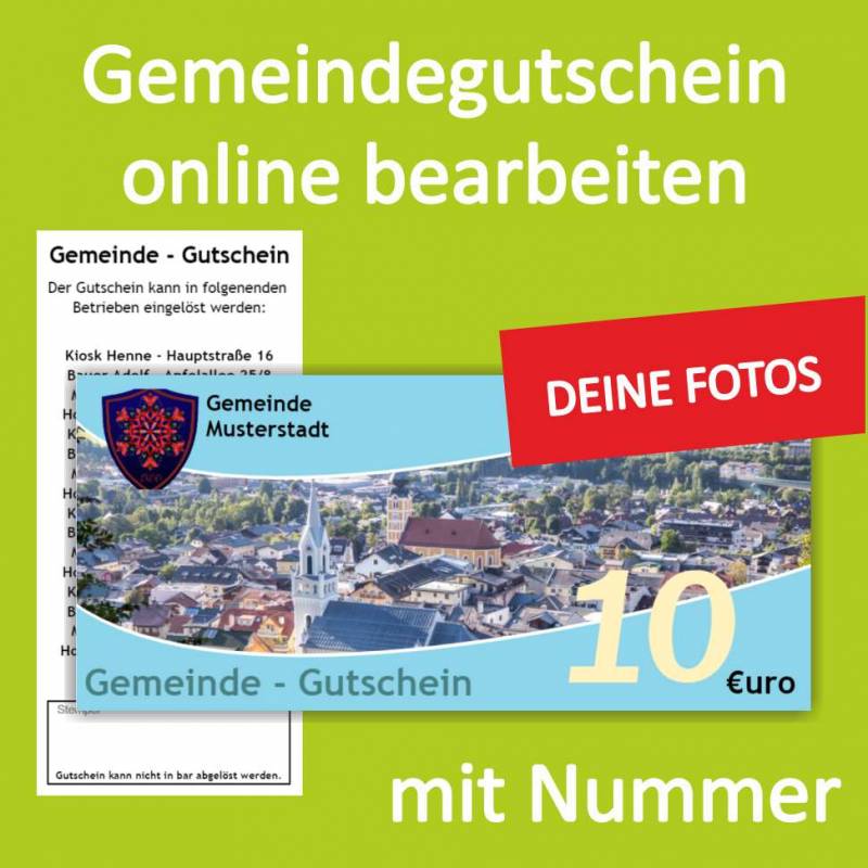Firmengutschein, Einkaufsgutschein, Gemeindegutschschein