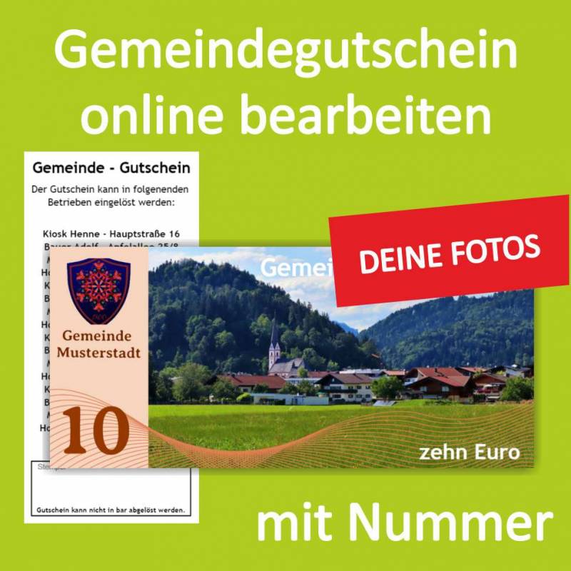Firmengutschein, Einkaufsgutschein, Gemeindegutschschein