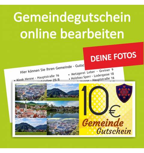 Firmengutschein, Einkaufsgutschein, Gemeindegutschschein