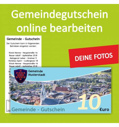 Firmengutschein, Einkaufsgutschein, Gemeindegutschschein
