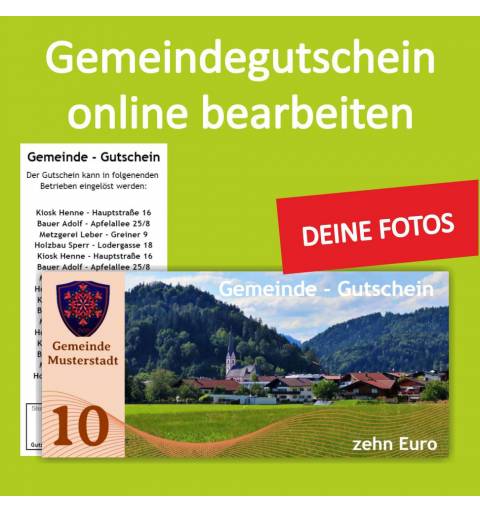 Firmengutschein, Einkaufsgutschein, Gemeindegutschschein