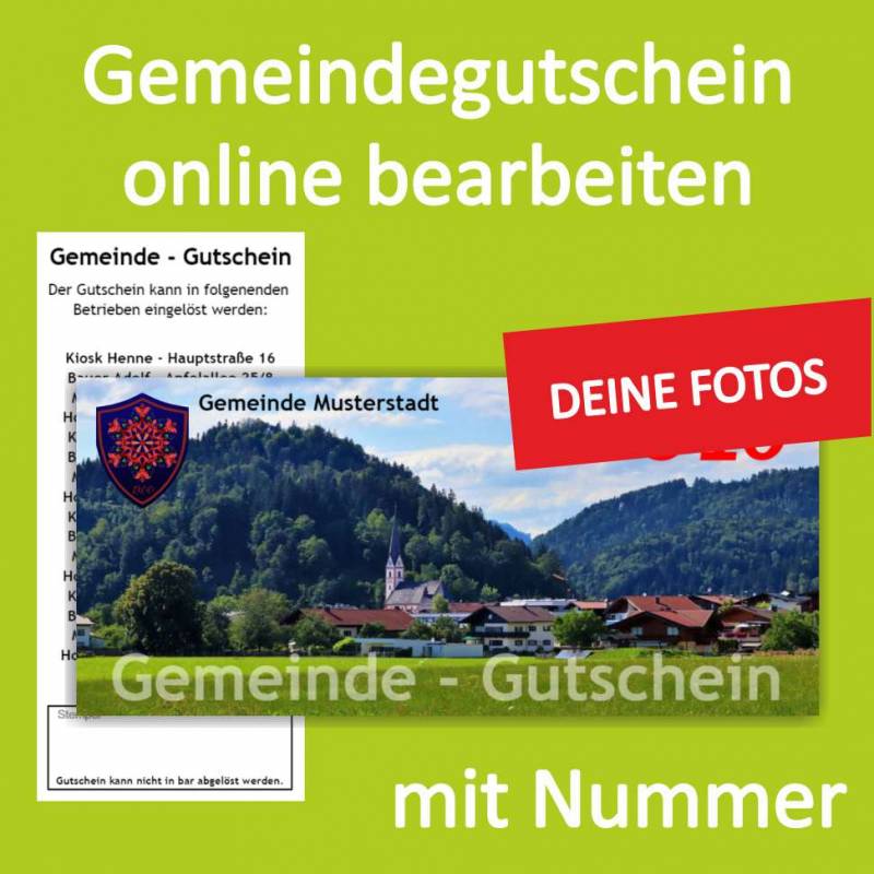 Firmengutschein, Einkaufsgutschein, Gemeindegutschschein