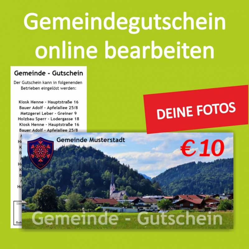 Firmengutschein, Einkaufsgutschein, Gemeindegutschschein