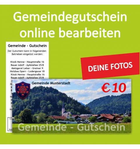 Firmengutschein, Einkaufsgutschein, Gemeindegutschschein