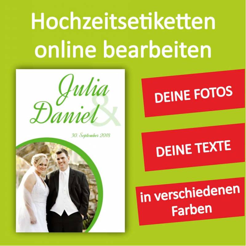 Hochzeitsetikett, Etiketten für Hochzeit, Hochzeitswein