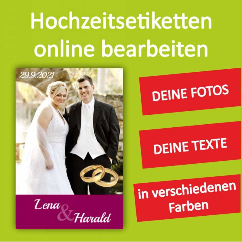 Hochzeitsetikett, Etiketten für Hochzeit, Hochzeitswein