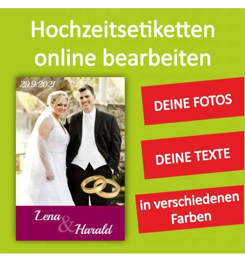 Hochzeitsetikett, Etiketten für Hochzeit, Hochzeitswein