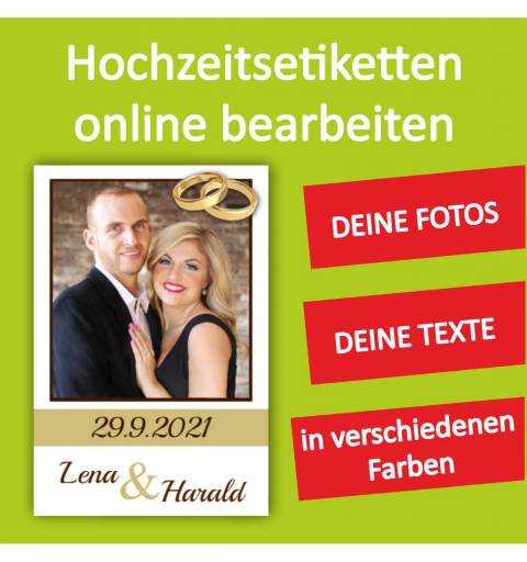 Hochzeitsetikett, Etiketten für Hochzeit, Hochzeitswein