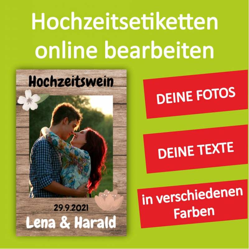 Hochzeitsetikett, Etiketten für Hochzeit, Hochzeitswein