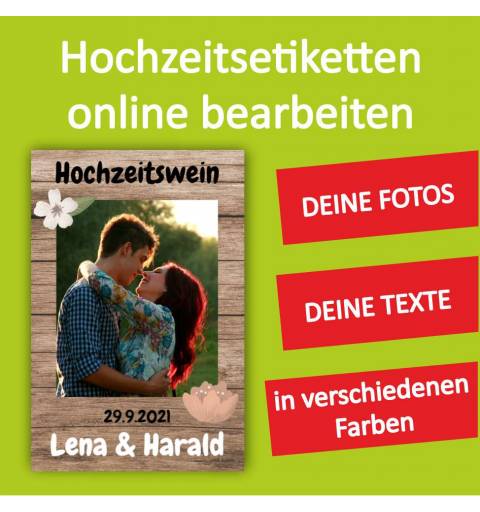Hochzeitsetikett, Etiketten für Hochzeit, Hochzeitswein