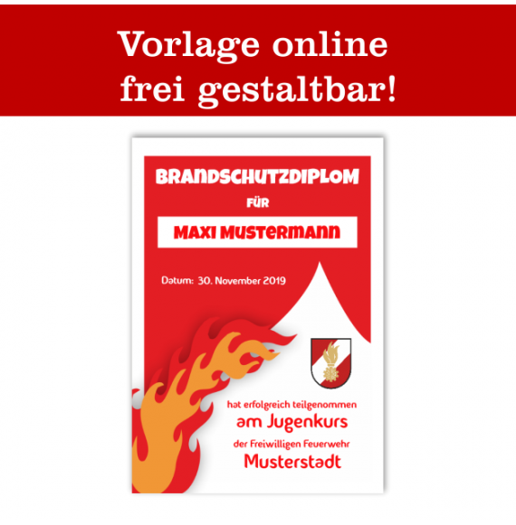 Ehrenurkunde, Feuerwehrurkunde, Urkunde für Feuerwehr, Jubiläumsurkunde