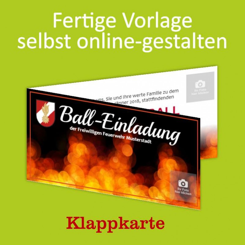 Einladung Balleinladung Feuerwehreinladung Karte Klappkarte
