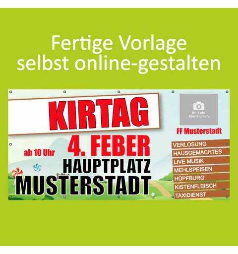 Banner online bestellen, Banner online gestalten, Transparente online bestellen, Transparente online gestalten, Kirtag