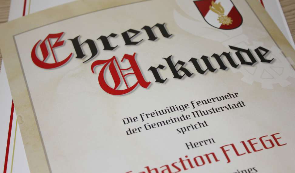 Urkunde Feuerwehr